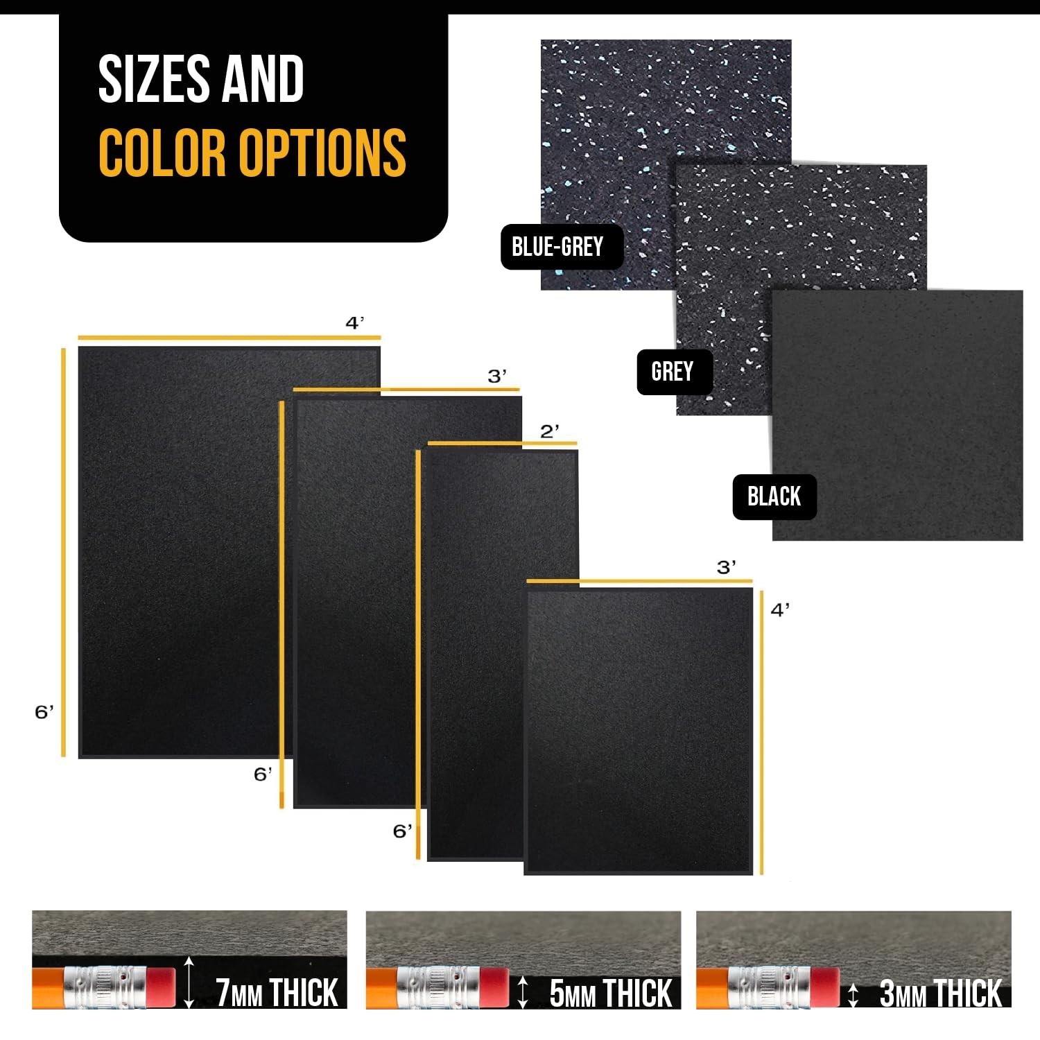 Rubber King Multi-Purpose Exercise Mat – 100% Recycled Thick Rubber Mat for H…