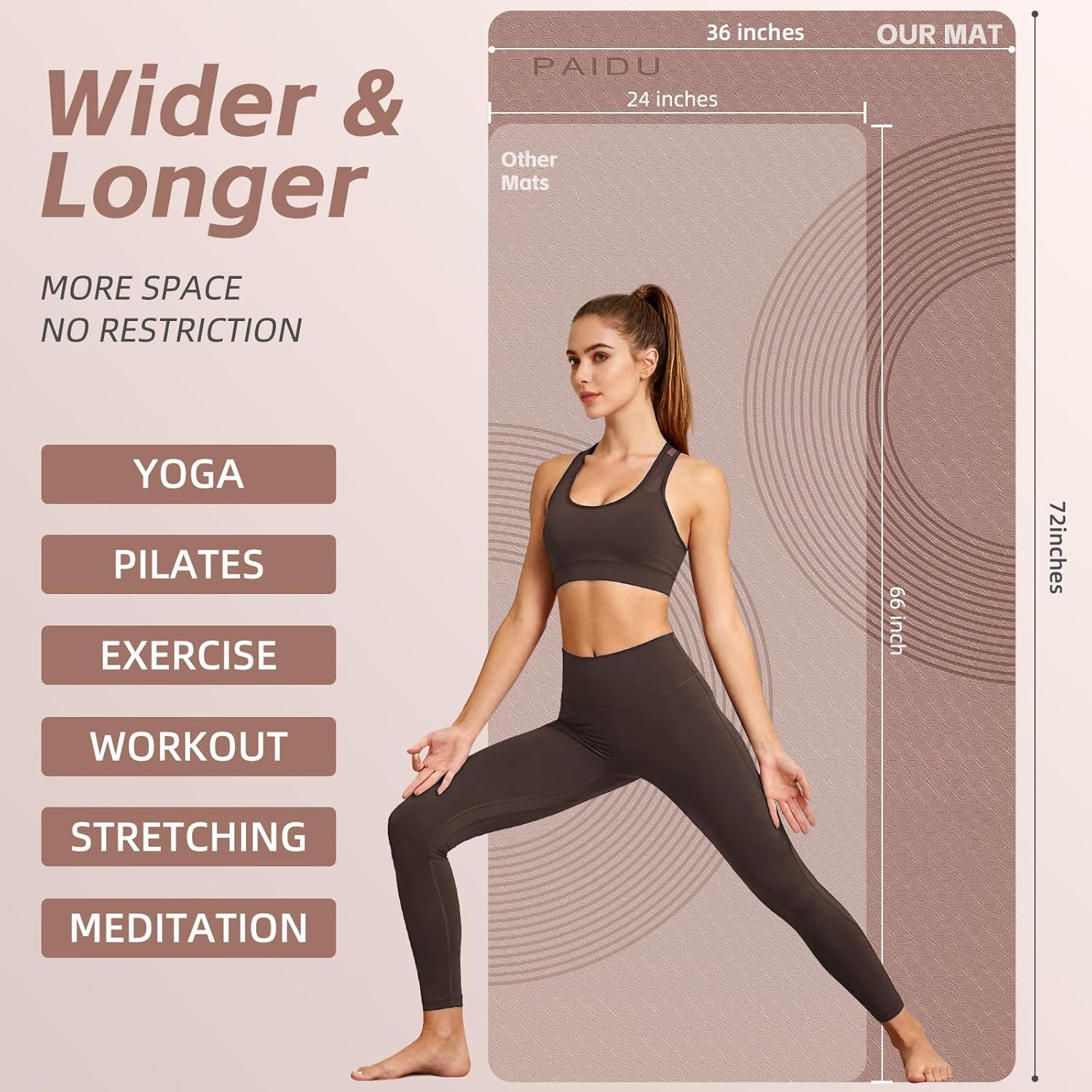 Extra Large Non-Slip Yoga Mat 72″x36″ – 10mm Thick for Home Gym & Fitness