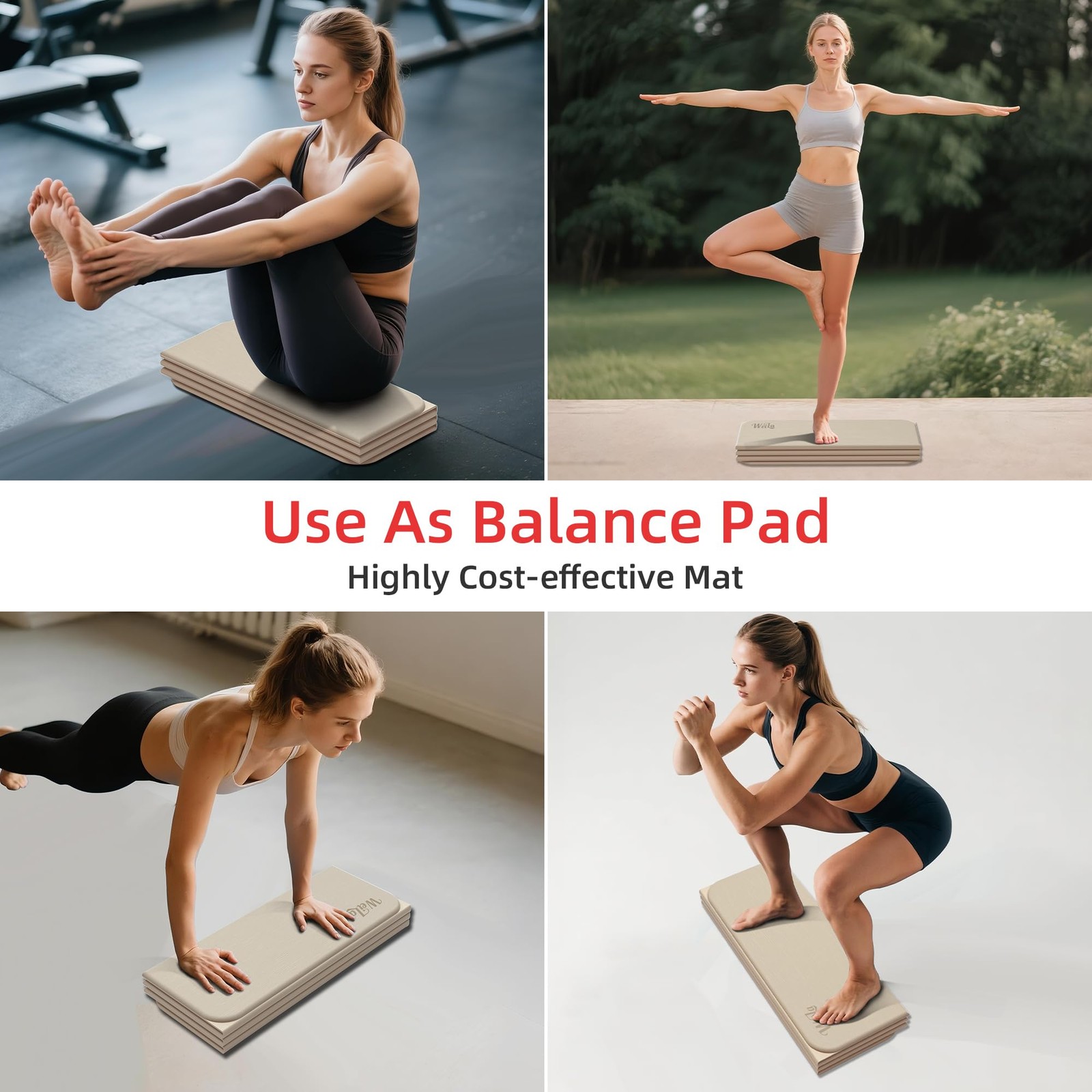 1/2 Inch 70″x24″ Foldable TPE Yoga Mat, Thick Non Slip Pilates Mat