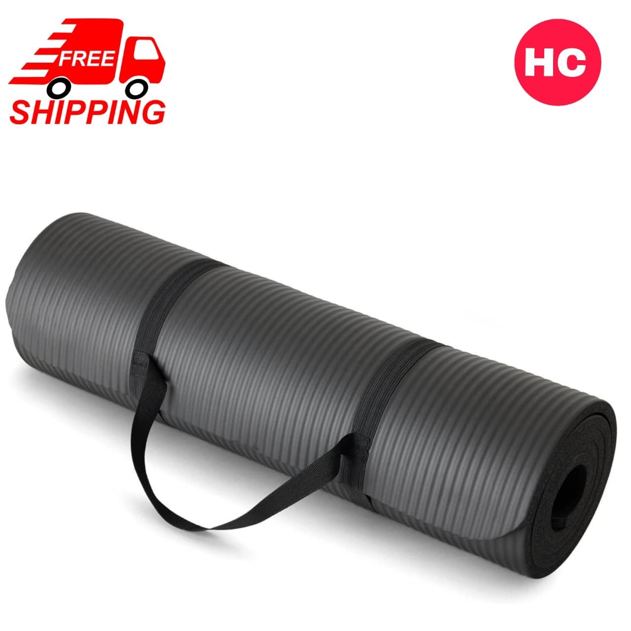 Amazon Basics Extra Thick Exercise Yoga Mat with Carrying Strap Non-Slip