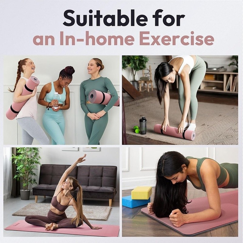 Premium POE Yoga Mat Non-Slip Dual-Sided Lightweight Portable Exercise Mat New