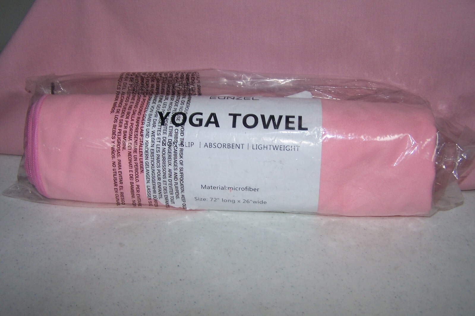 Eunzel Pink Yoga Towel Non-Slip Yoga Mat Absorbent Lightweight 72″ L x 26″ W