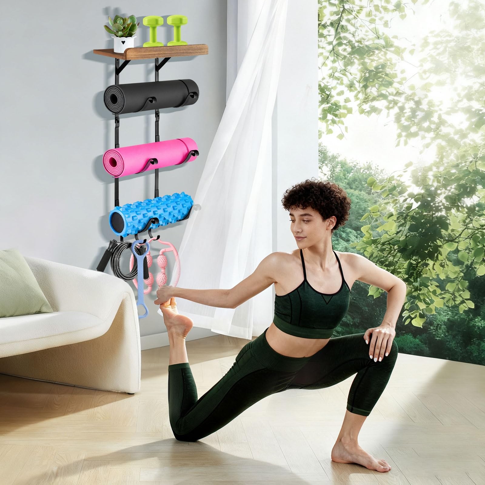 Yoga Mat Holder Wall Mount, Gym Home Yoga Room Accessories Wall Rack Storage,…
