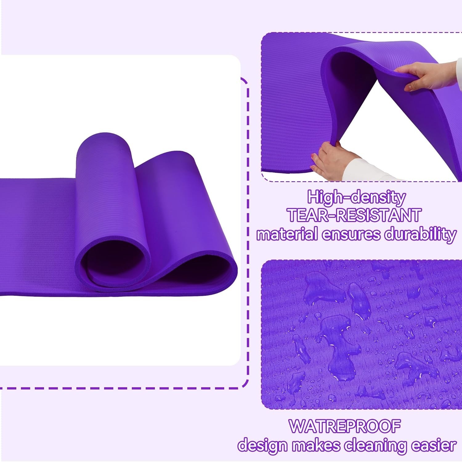 Extra Thick 71″ Yoga Mat with Moisture-Resistant, Non-Slip Surface for Stability