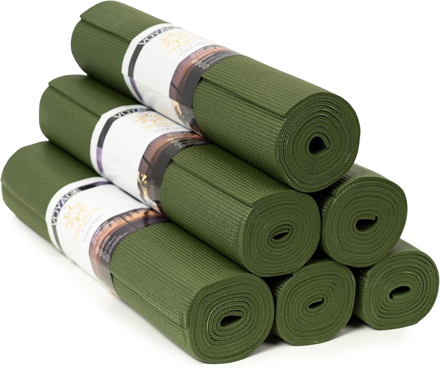 Voyage Yoga Mat, 6 Pack, 72″ x 24″ Professional Studio and Gym Bulk Yoga Mats, 5