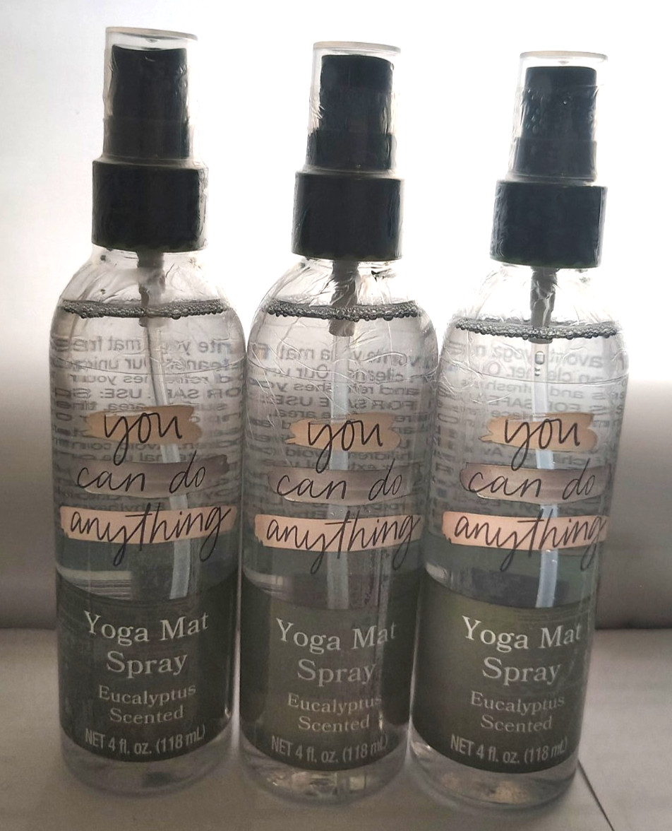 3 Bottles Of Yoga Mat Spray Cleaner Eucalyptus Scented 4 oz each, Sealed, New