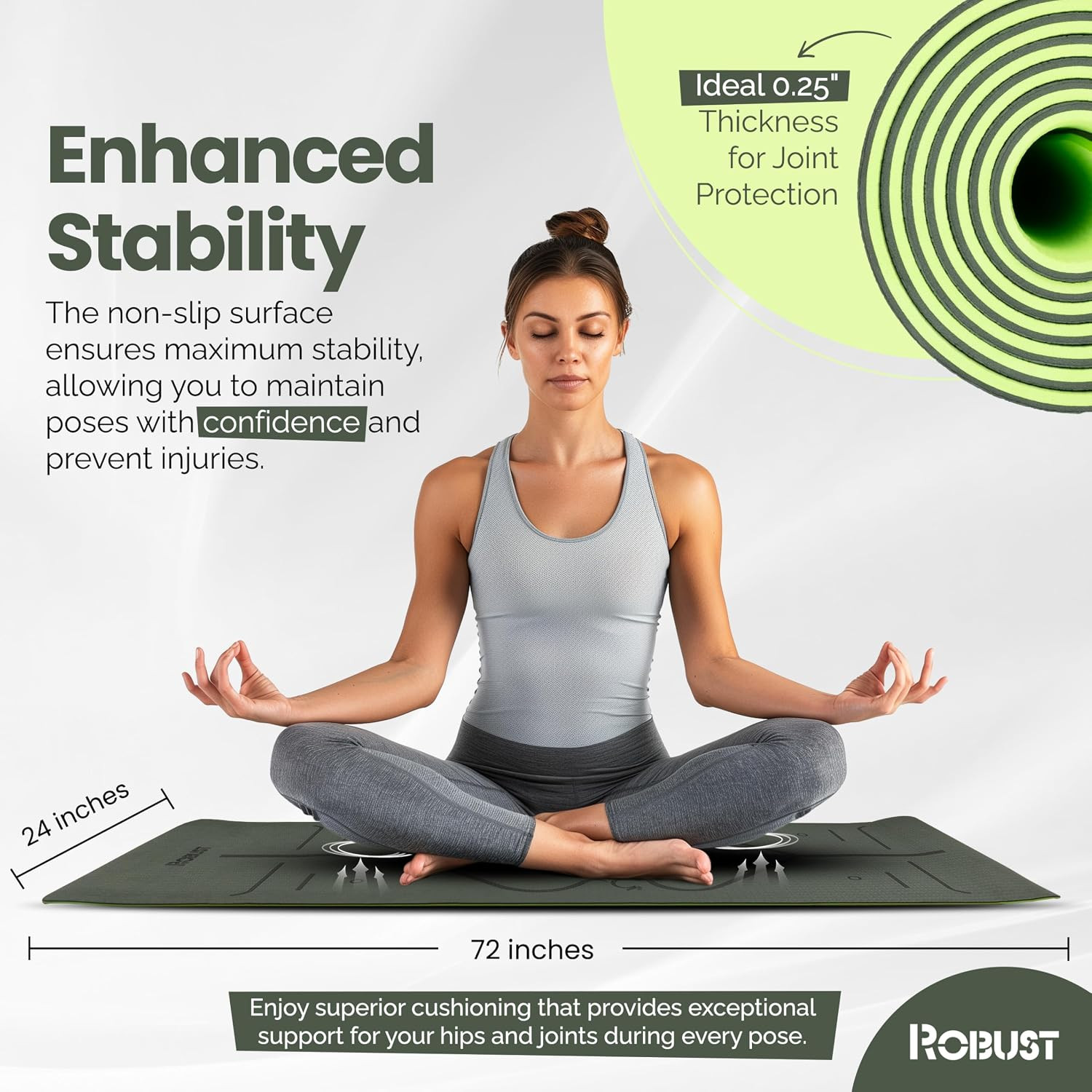 Extra Thick Yoga Mat 1/4 & 1/3 & 2/5 Inch – Non Slip Exercise Mat with Alignment