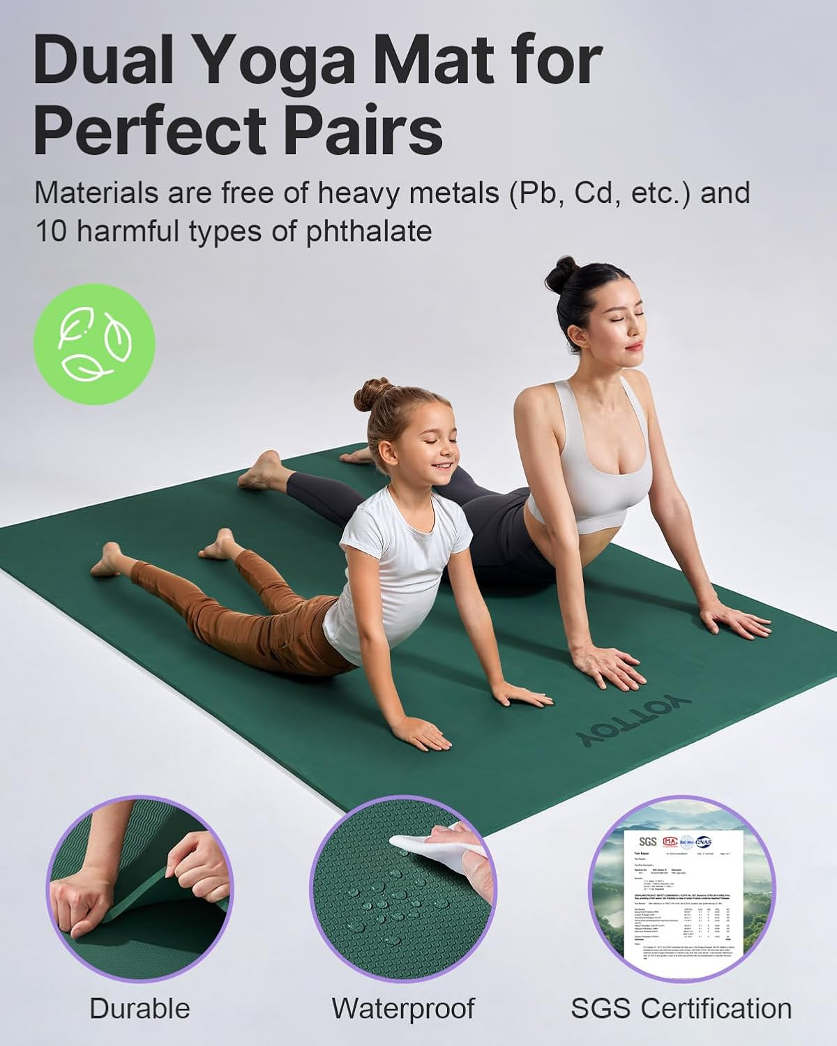 Large Yoga Mat (75 * 52 * 1/2Inch),Extra Wide TPE Exercise Mat,Non-Slip Workout