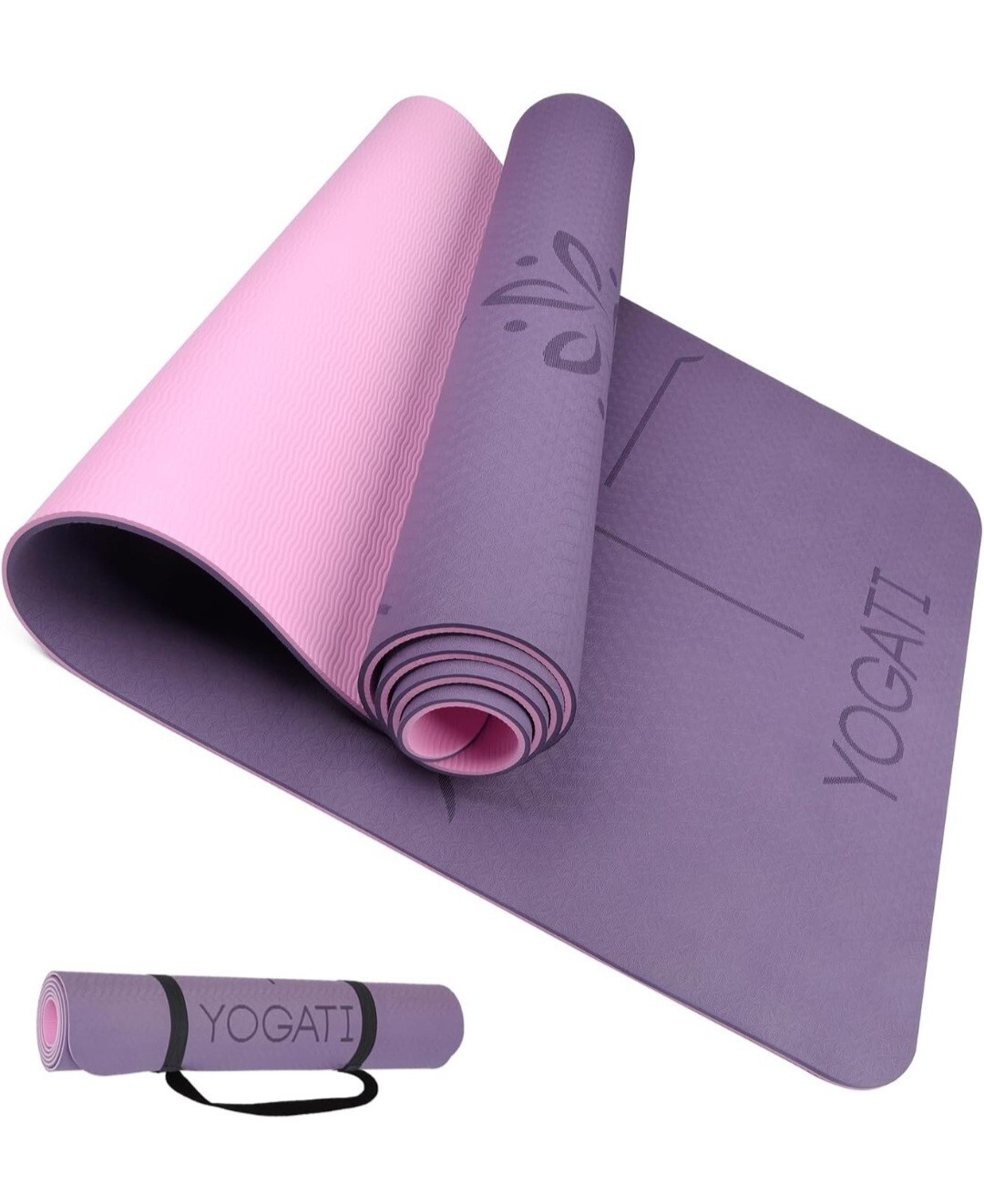 Yoga mats for home workout. Non slip yoga mat with strap. Thick yoga mats for
