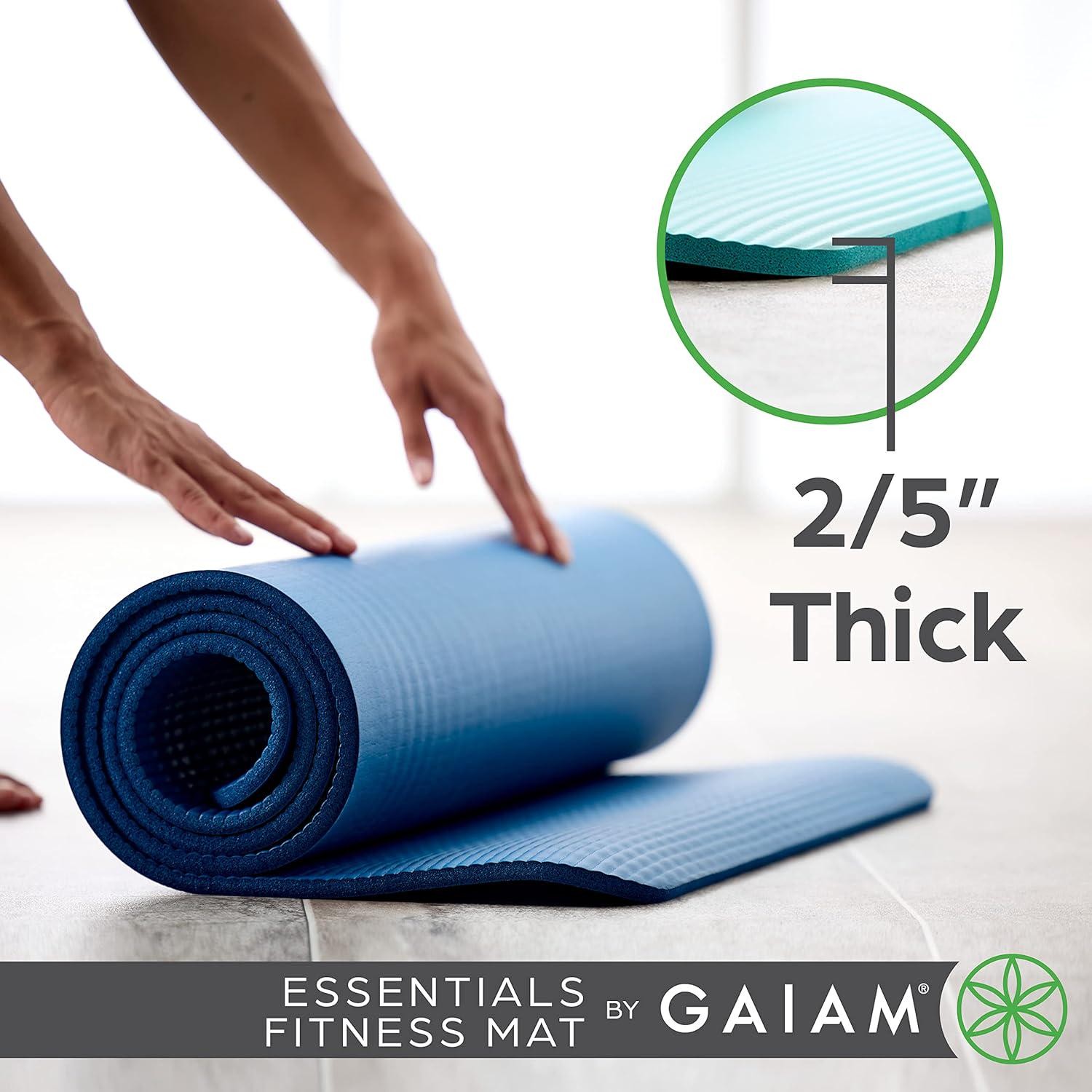 Thick Yoga Mat Fitness & Exercise Mat with Easy-Cinch Yoga Mat Carrier Strap