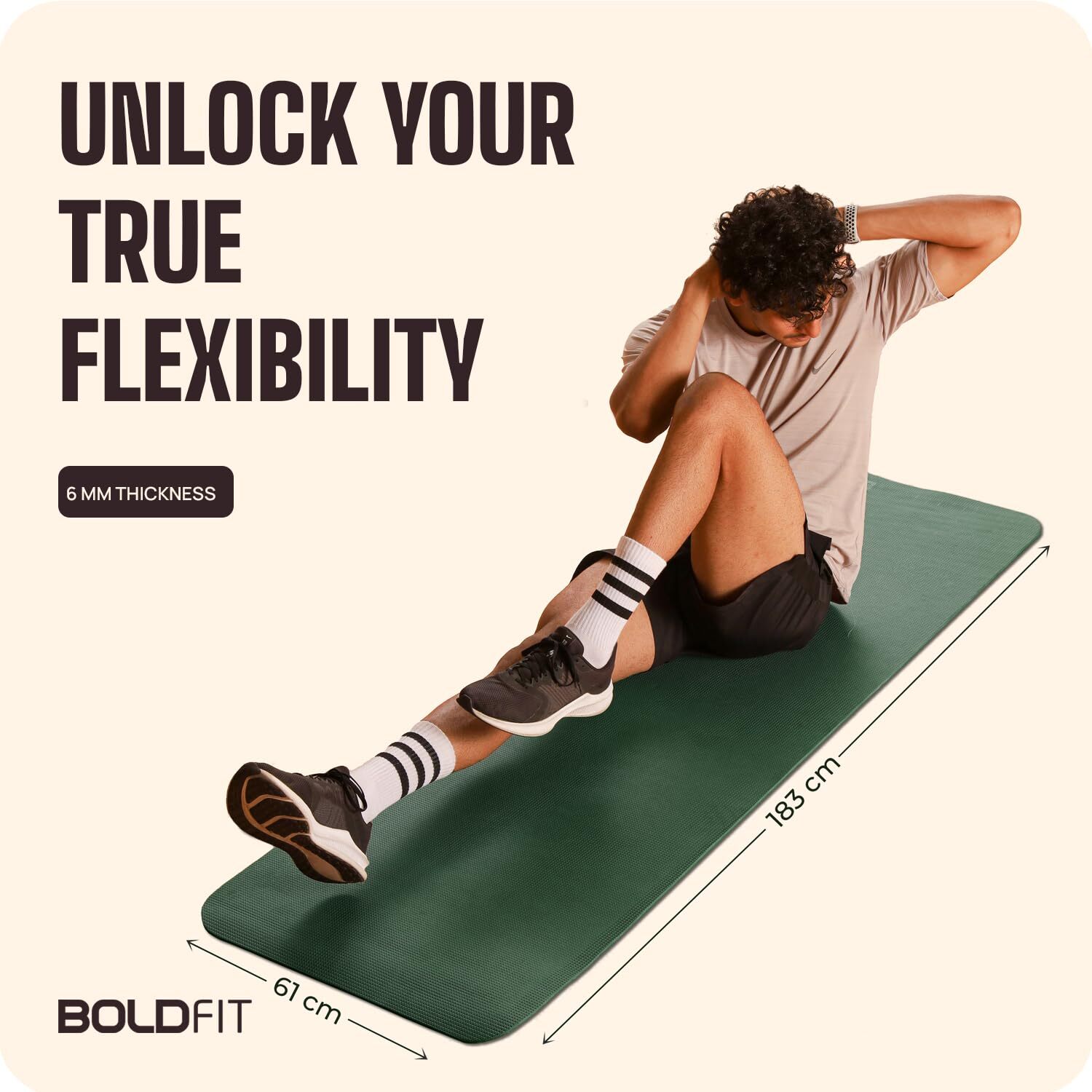 Boldfit Yoga Mat For Fitness Workout Army Green Color