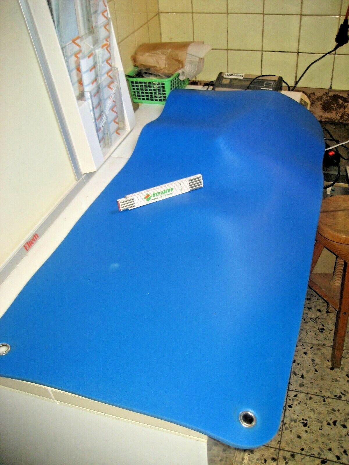 Gymnastics Mat Yoga Mat Pilates Mat 140 x 60 x 1 cm Blue with Eyelets Latex Free