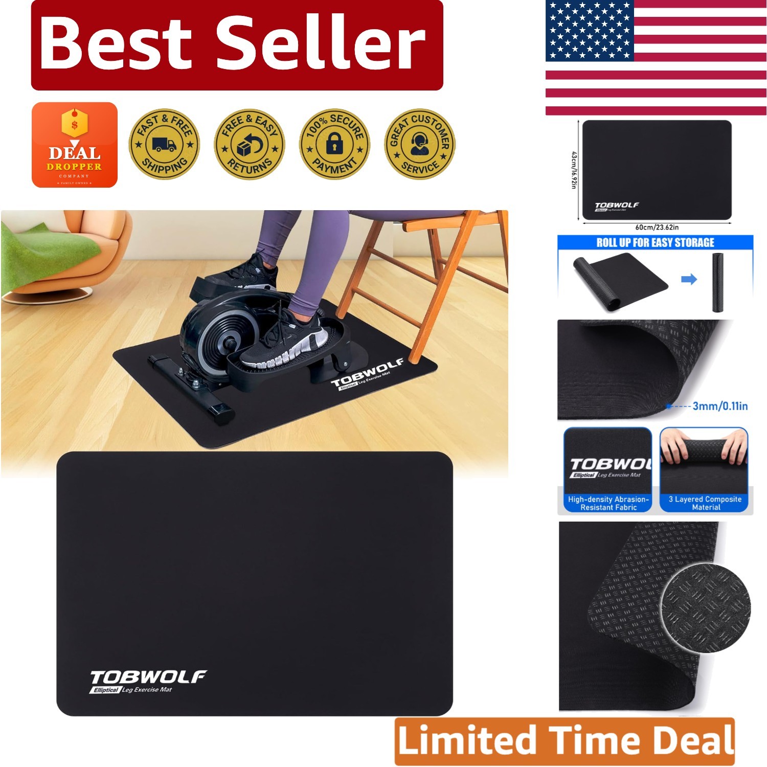 Versatile Non-Slip Mat for Under Desk Ellipticals – Perfect Stability with Style