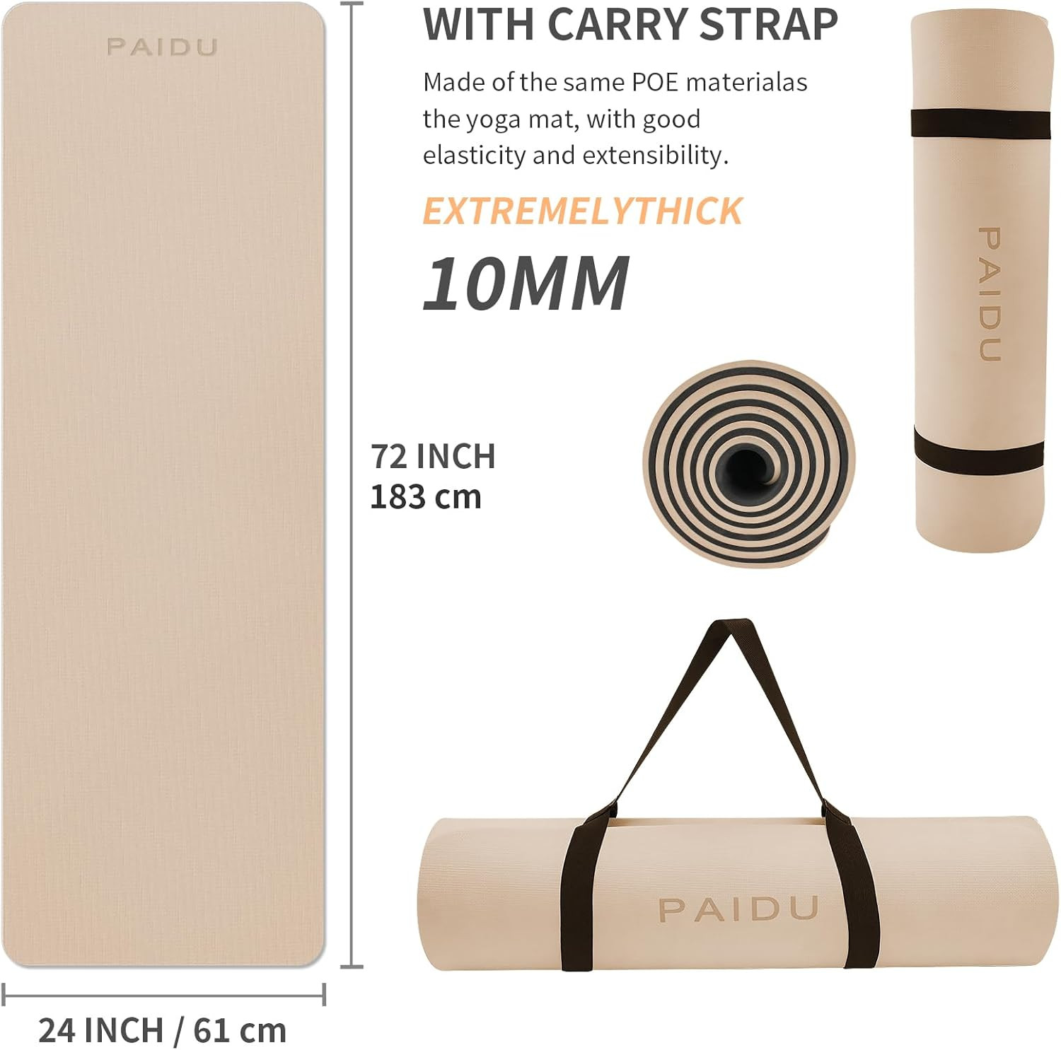 Yoga Mat Non Slip Anti-Tear,Extra Thick-2/5 Inch（10Mm）High Resiliency Profession