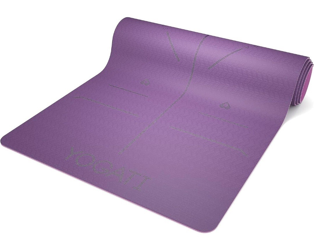 Yoga mats for home workout. Non slip yoga mat with strap. Thick yoga mats for