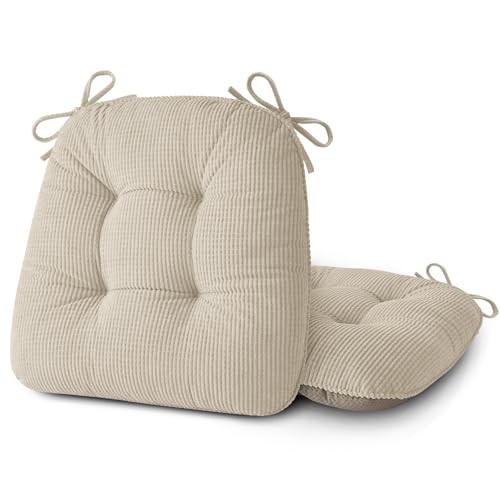 Dining Chair Cushions Set of Non Slip 18″X18″X3″ | Thick,Textured 2 Beige