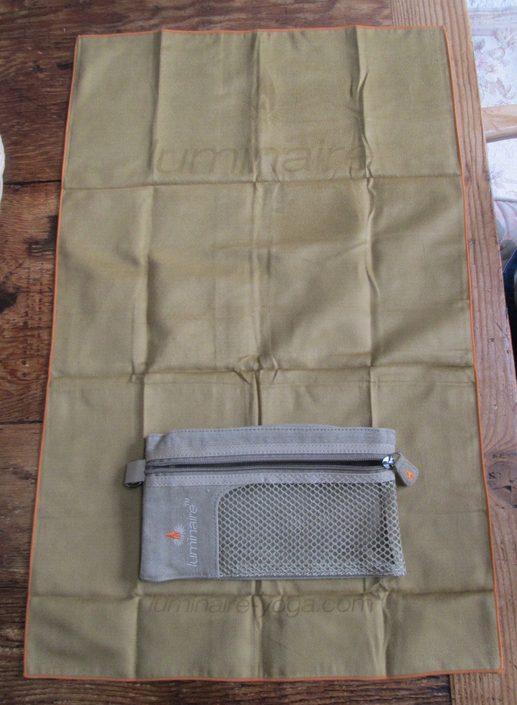NWT Luminaire yoga sweat towel & attachable carry canvas bag