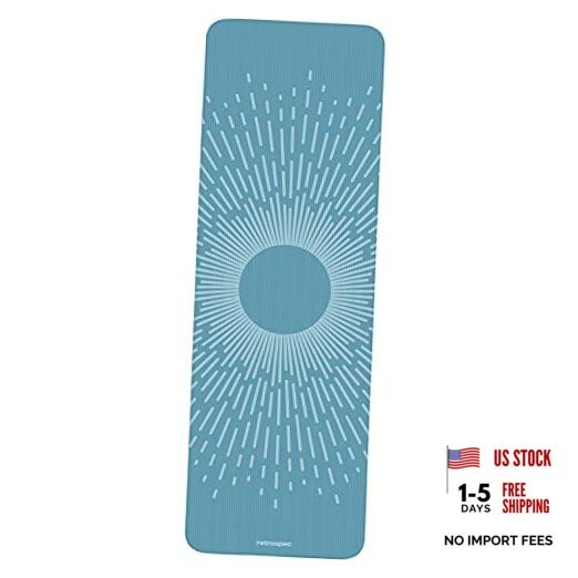 Solana Yoga Mat 1″ & 1/2″ Thick w/Nylon Strap for Men & Women – Blue Mist 1″