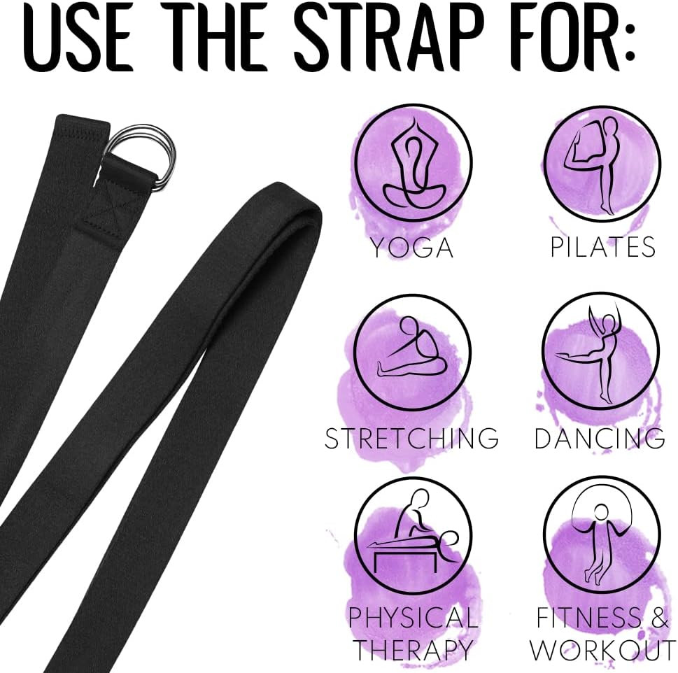 2 in 1 Yoga & Mat Strap for Stretching – Cotton – 6/8/10 Ft | Adjustable Non-Sli