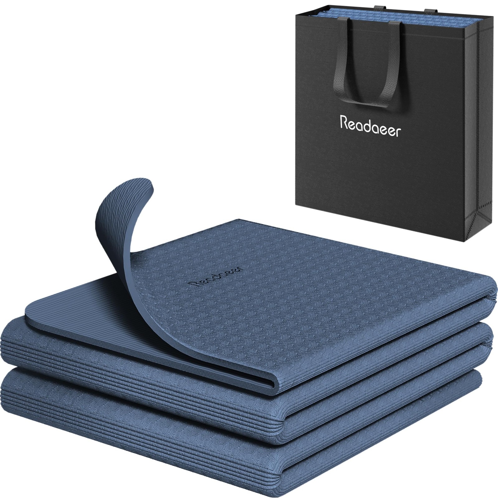 Foldable Yoga Mat for Travel Folding Yoga Mat 6mm Thick with Carrying Bag, No…