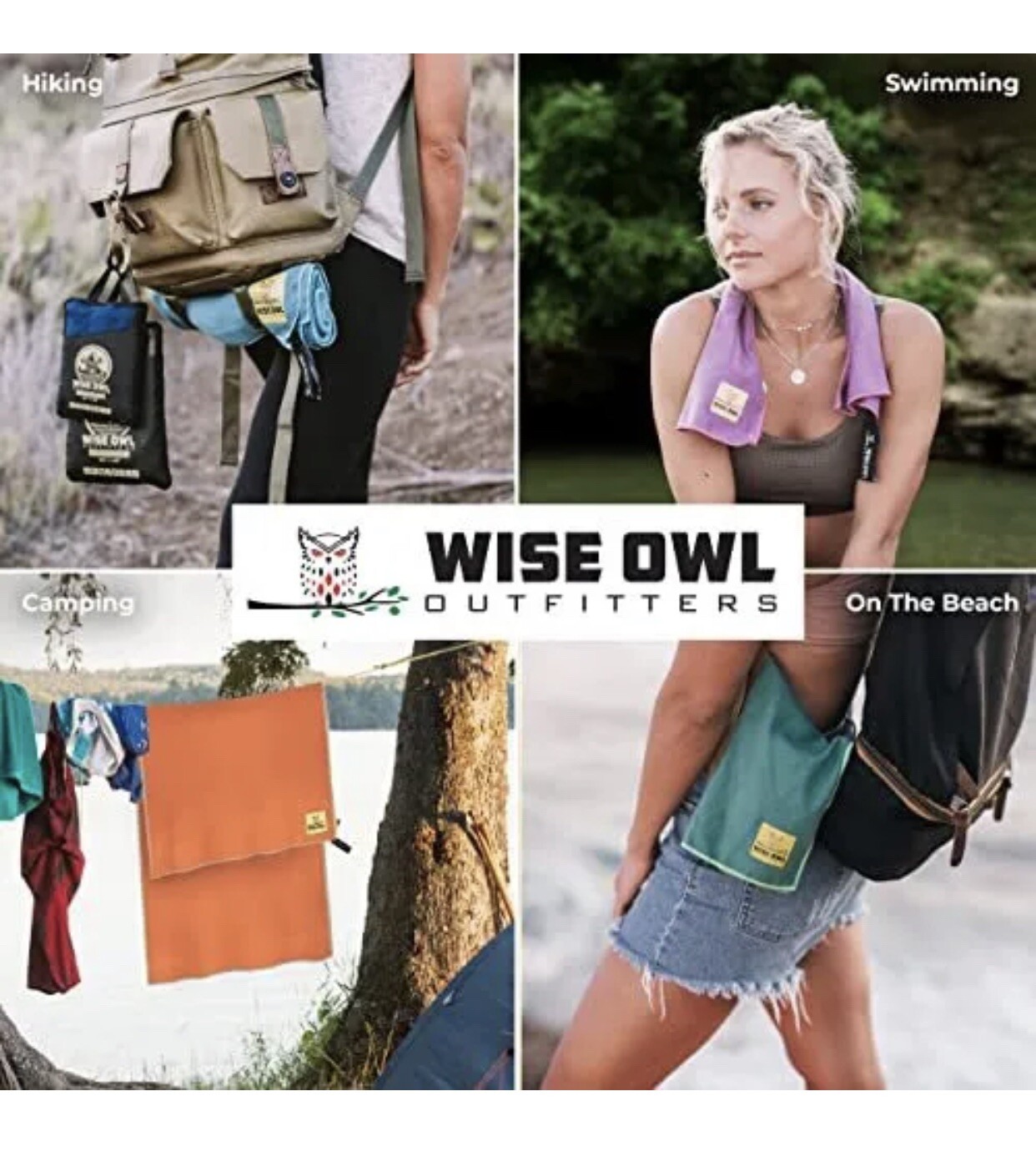 Wise Owl Outfitters Camping Towels – Quick Dry Travel Large 24”x48” Blue