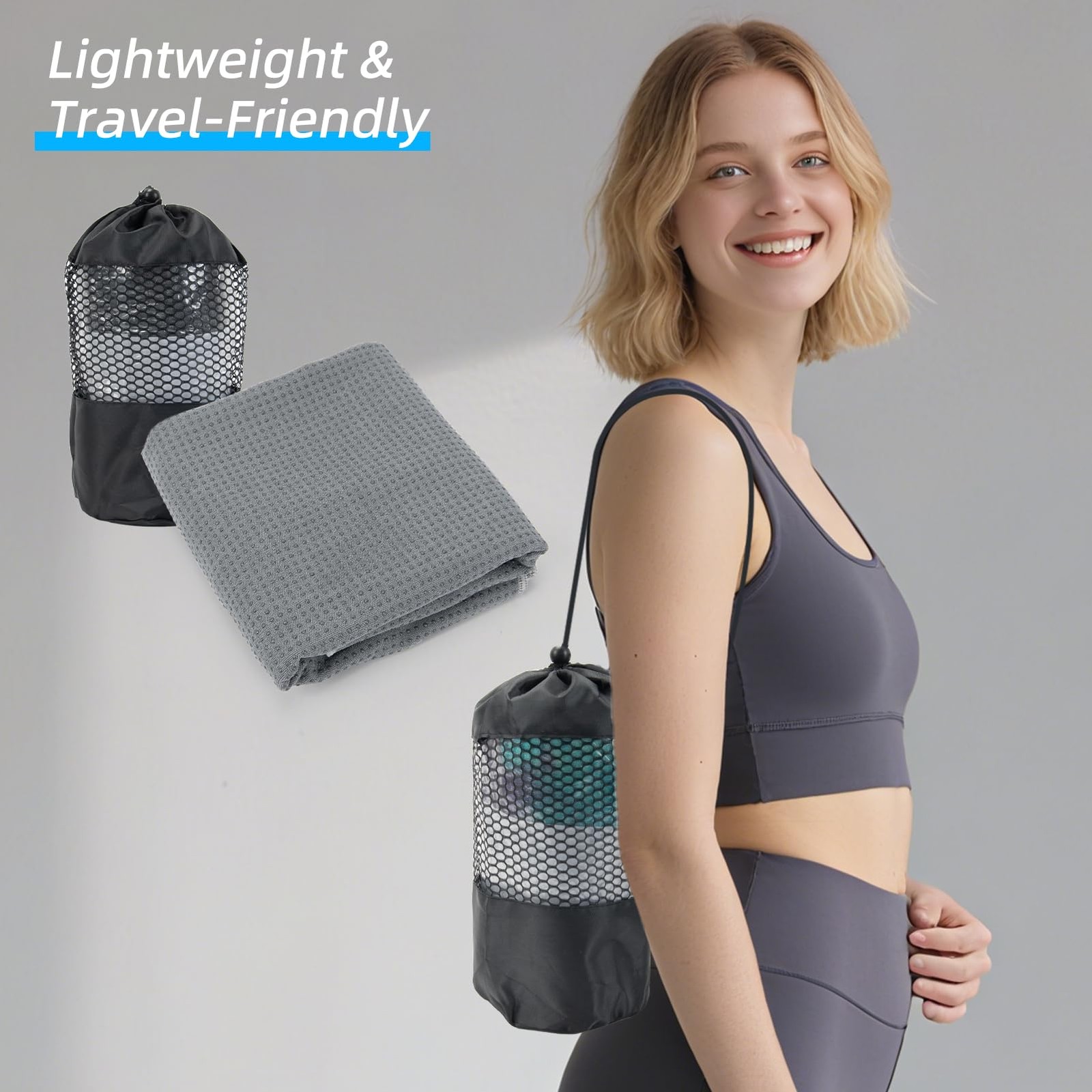 Non Slip Extra Thick Hot Yoga Towel with One Sweat Towel Microfiber Sweat