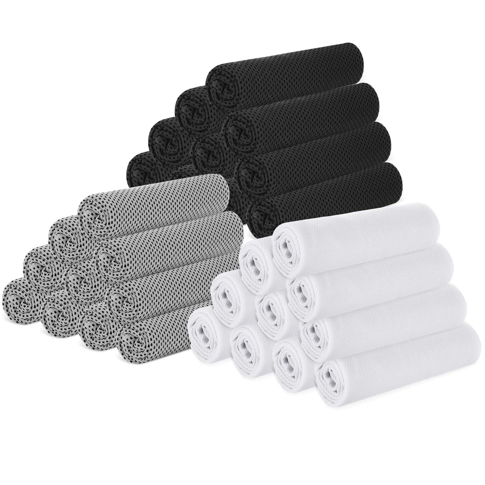 Hosuly 30 Pack Cooling 40 x 12 inches / 100 x 30 cm, Black, White, Light Gray