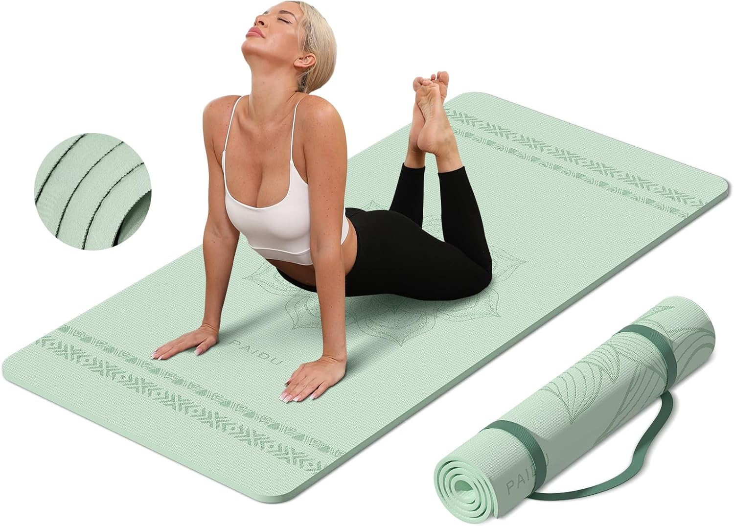 Large Yoga Mat-72’x36’x0.4’ Extra Width ＆ Thick, Comfortable, Non-Slip Mat