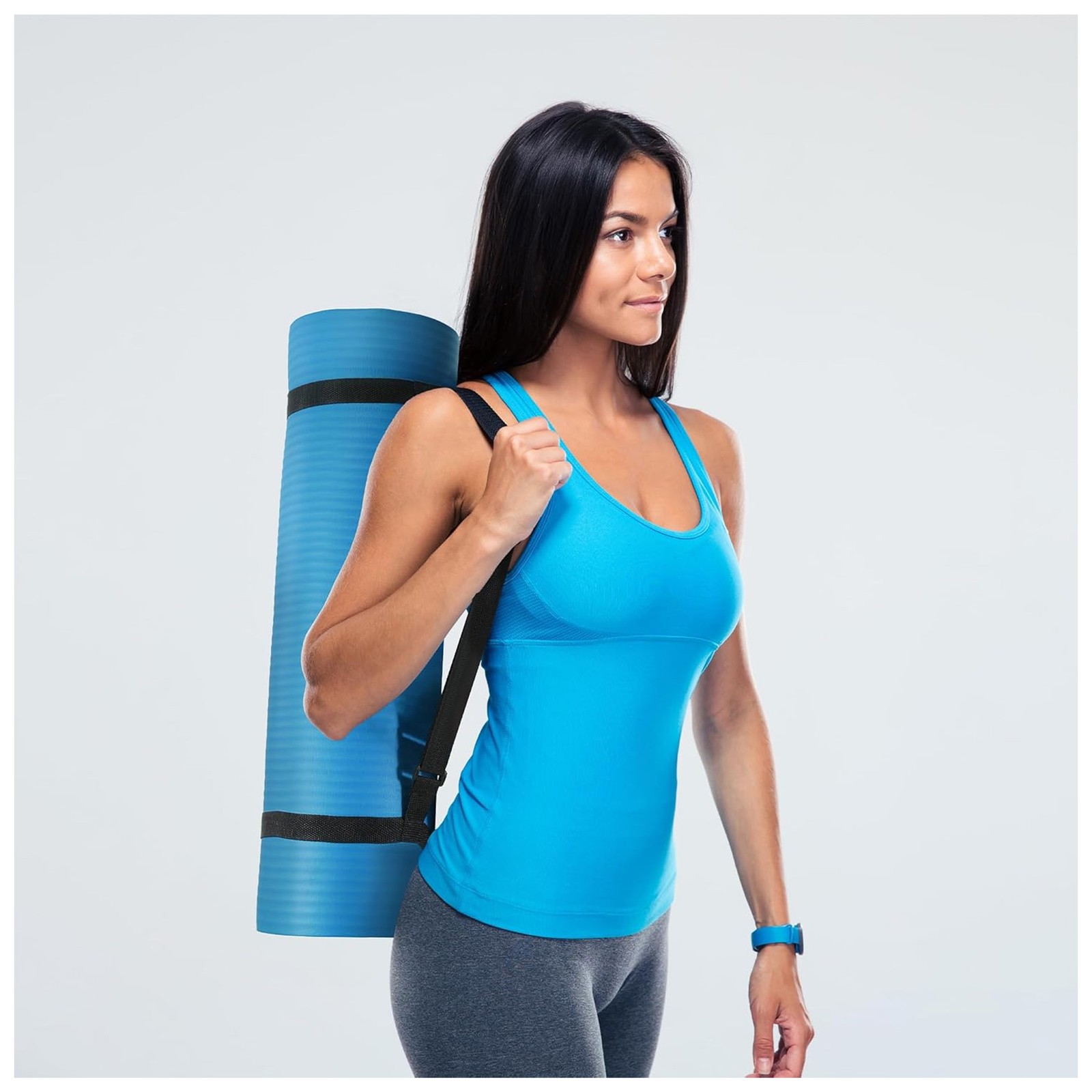 Fitvids 1/2-Inch Thick High Density Exercise Yoga Mat, Carrying Strap (Open Box)