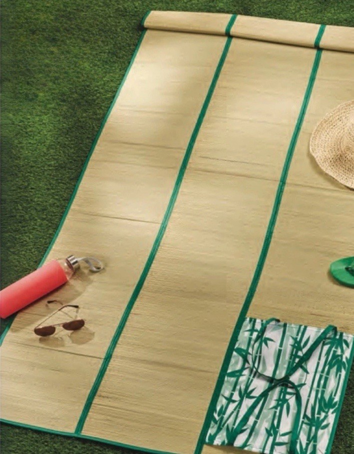 New Avon On-the-Go Roll-Up Straw Mat Carry Handles Pocket | Air Out Before Use