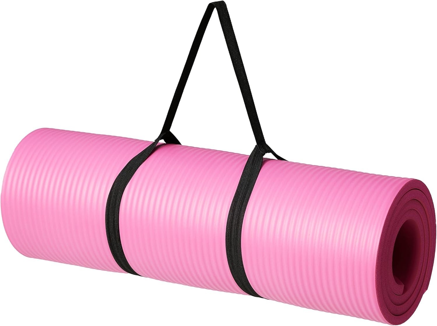 Extra Thick 1/2 Inch Pink Yoga Mat with Carrying Strap for Ultimate Comfort
