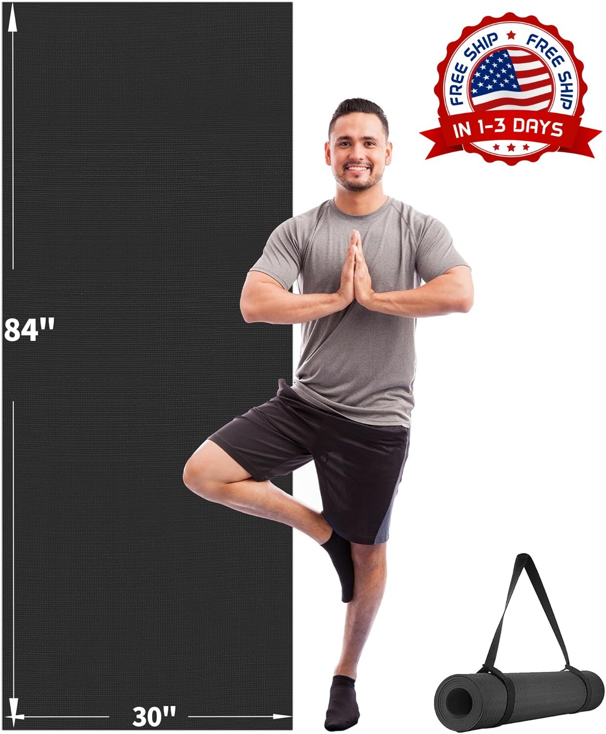 Estera De Ejercicio Yoga Gruesa Ancha Antideslizante Tamaño 84X34″ Para Gimnasia