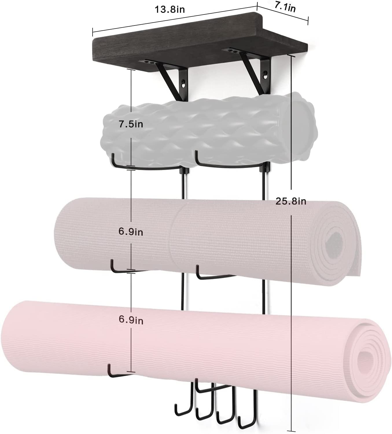 Yoga Mat Holder Accessories Wall Mount Organizer Storage Decor Foam Roller an…