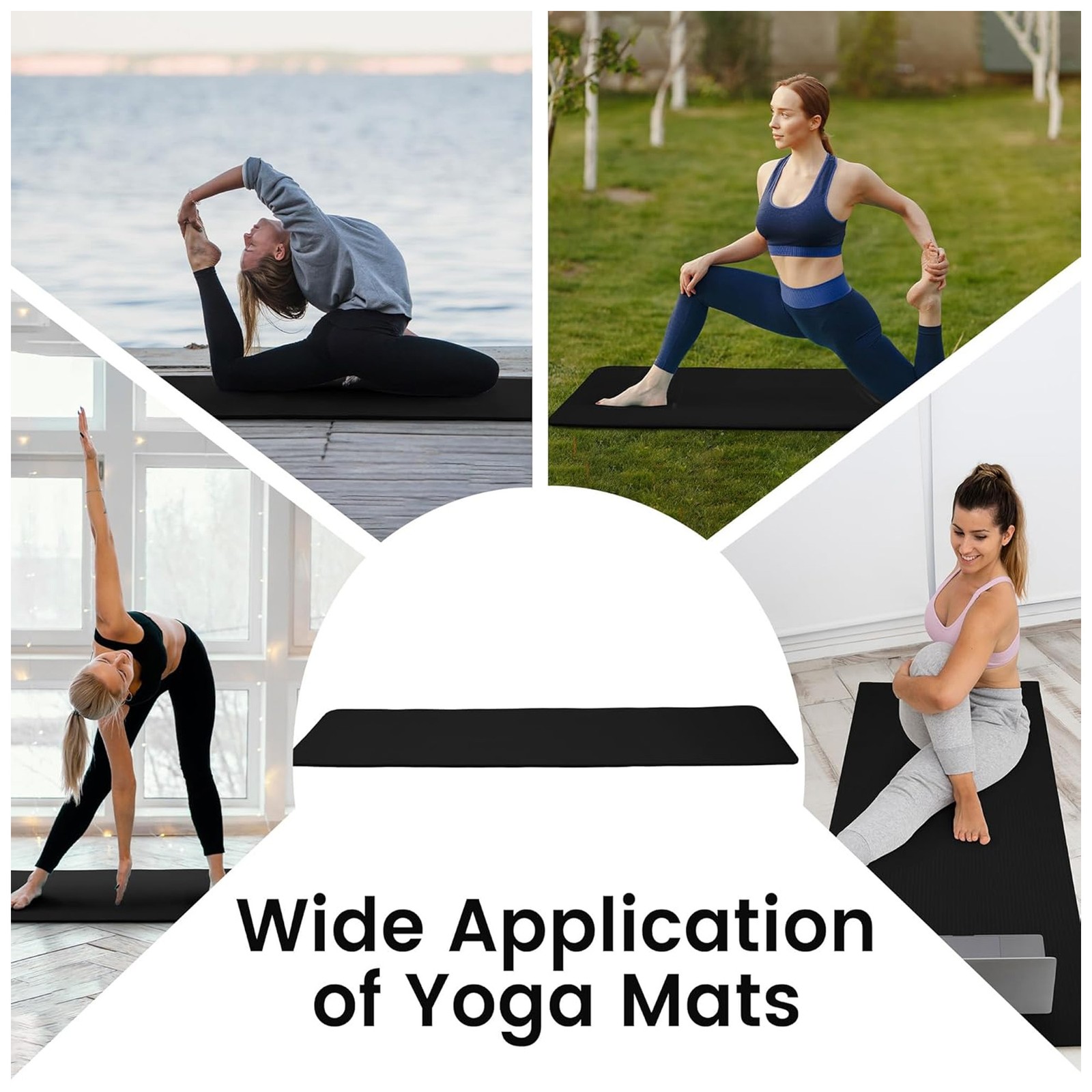 Fitvids 1/2″ Thick High Density Yoga Mat, Carrying Strap, Midnight (Open Box)