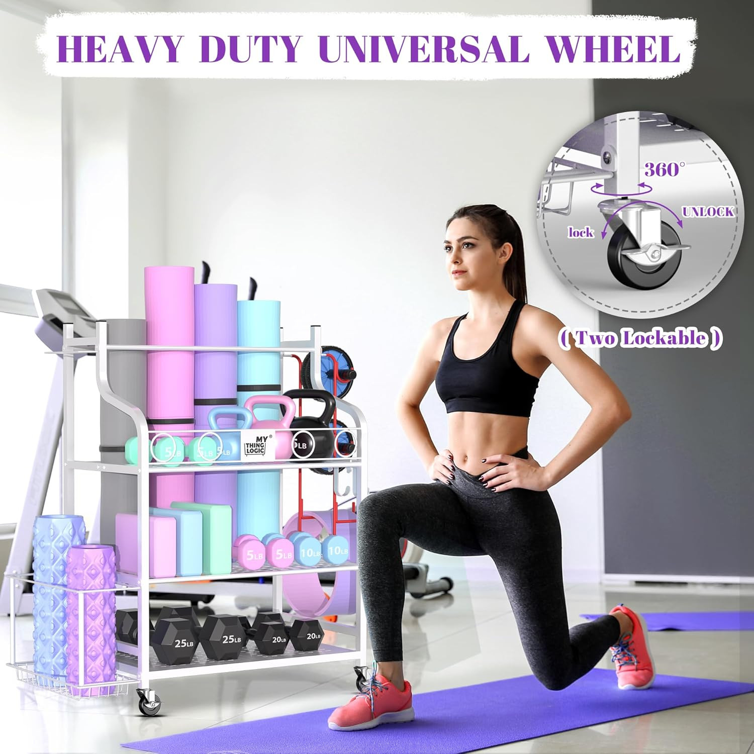 Yoga Mat Storage Racks,Home Gym Storage Rack for Dumbbells Kettlebells Foam Roll