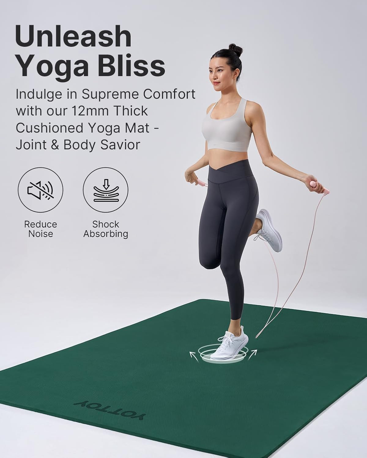 Large Yoga Mat (75 * 52 * 1/2Inch),Extra Wide TPE Exercise Mat,Non-Slip Workout