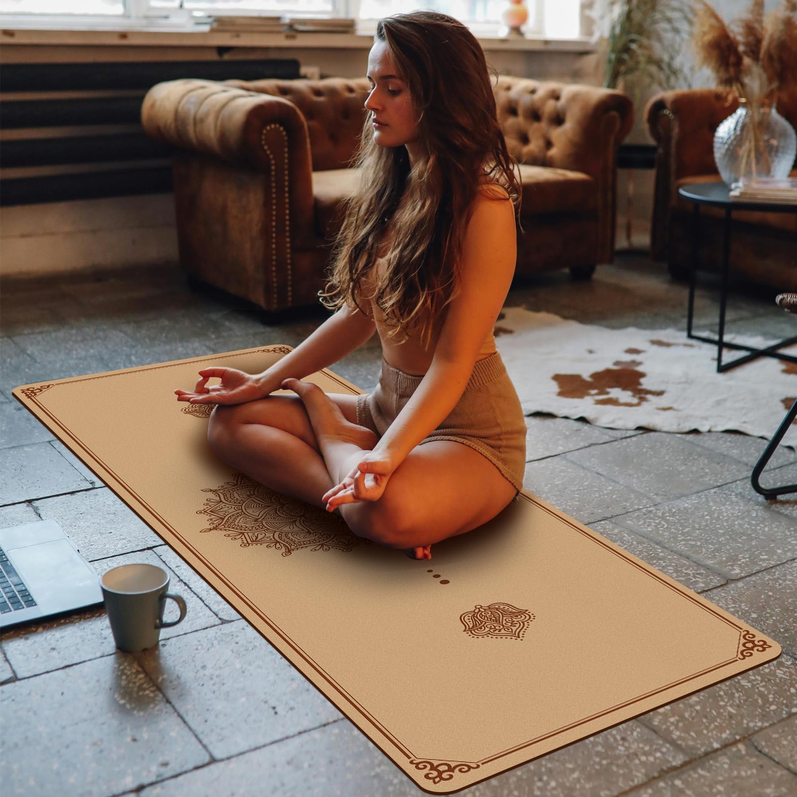Non Slip Cork Yoga Mat Premium Thick Cork Exercise & Fitness Mat for Yoga, Pi…