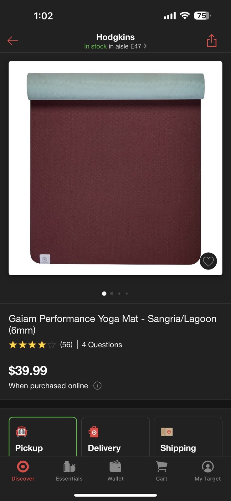 Gaiam yoga purple mat 68”x 24”