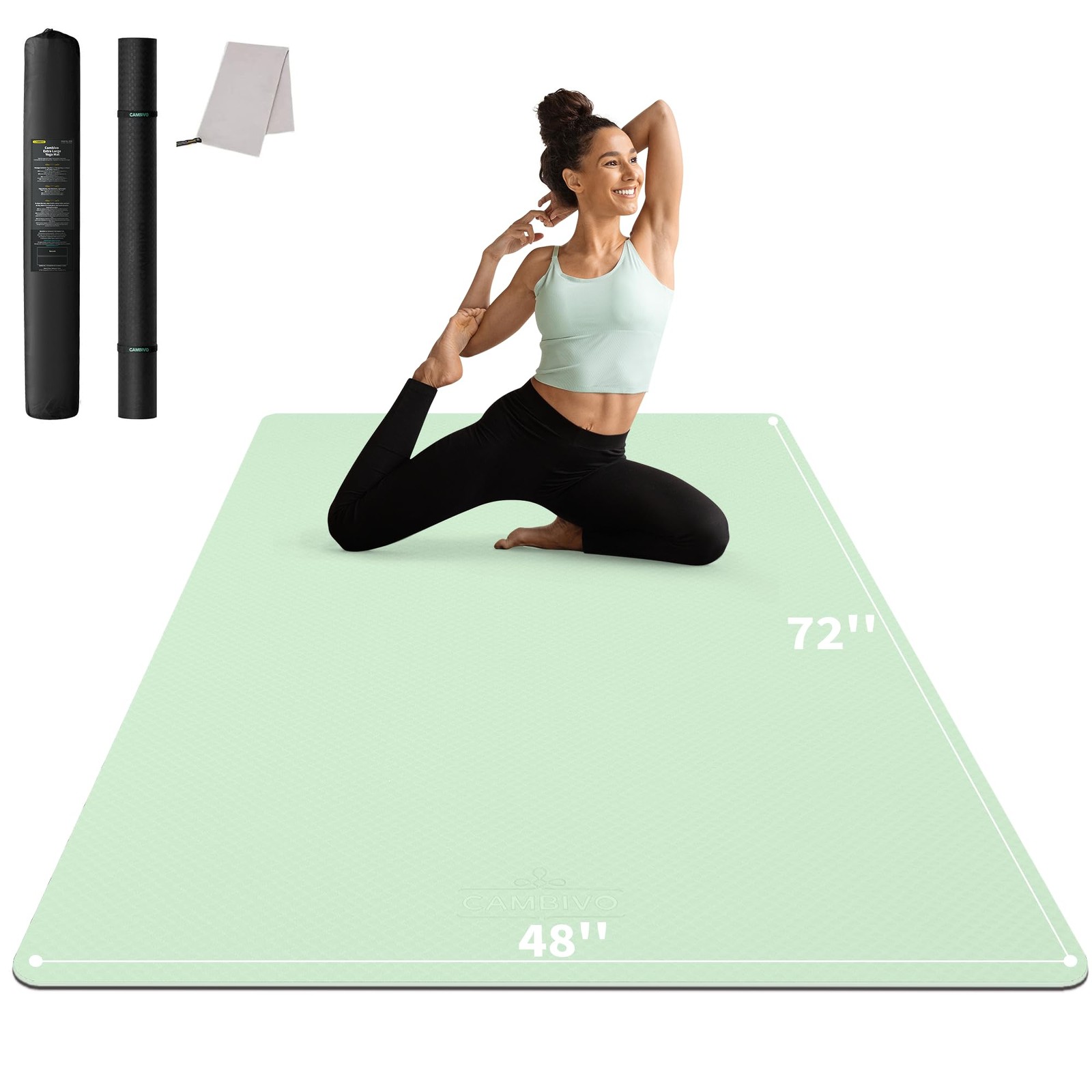 CAMBIVO Yoga Mat 72″ x 48″ Large Workout Mat for Home Gym Flooring | 6mm-12mm…