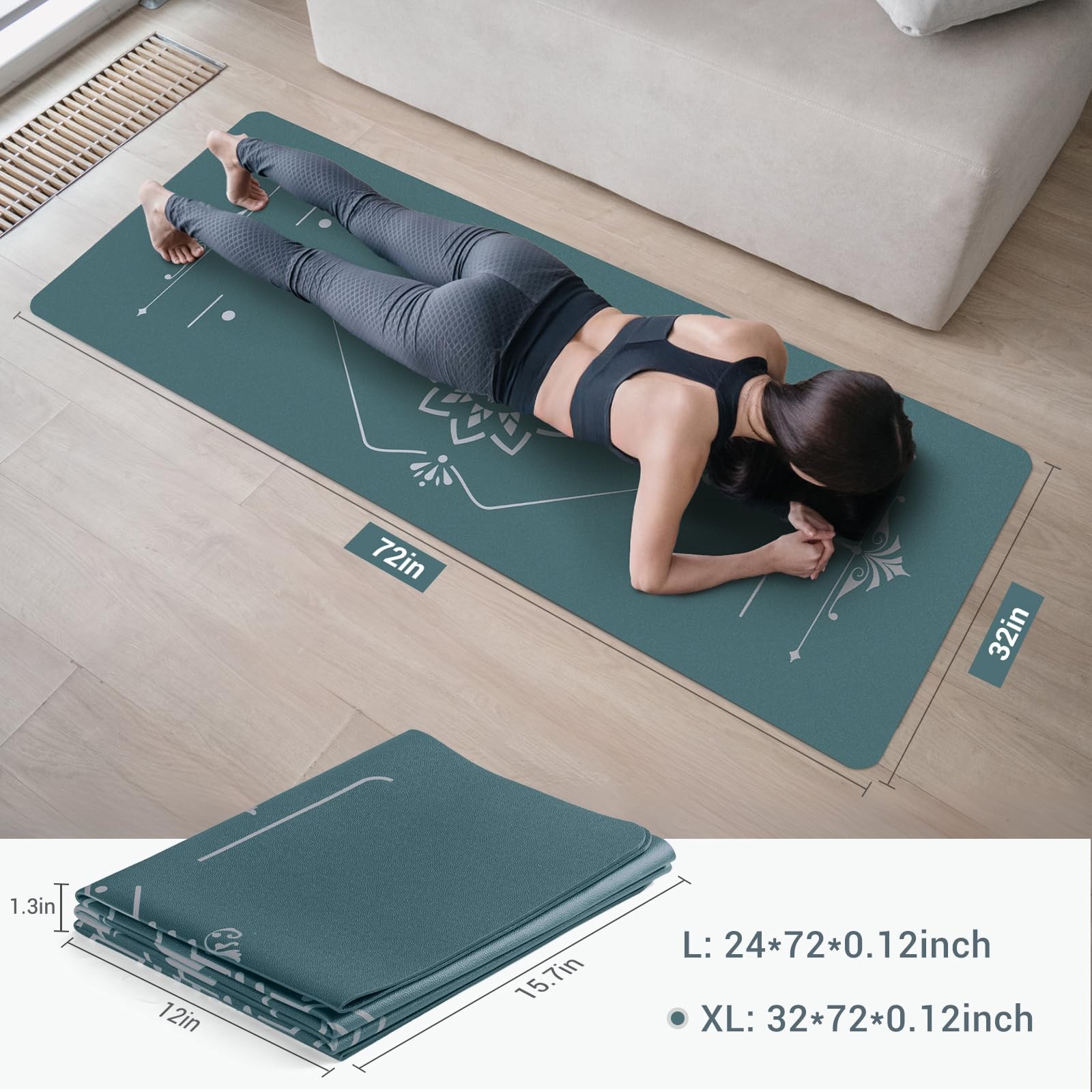 Avoalre Yoga Mat Foldable – Textured Non Slip Exercise Mat -Travel Lightweigh…