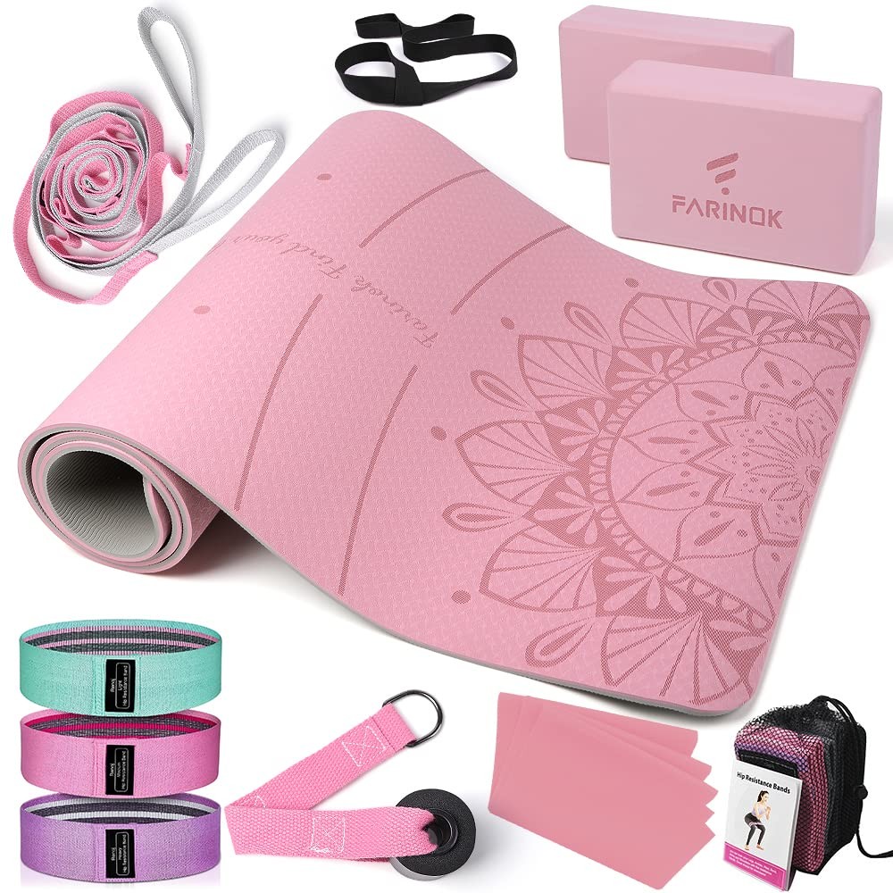 1/3 Yoga Mat Thick, Yoga Set for Beginners Include High Density Mat with Mult…