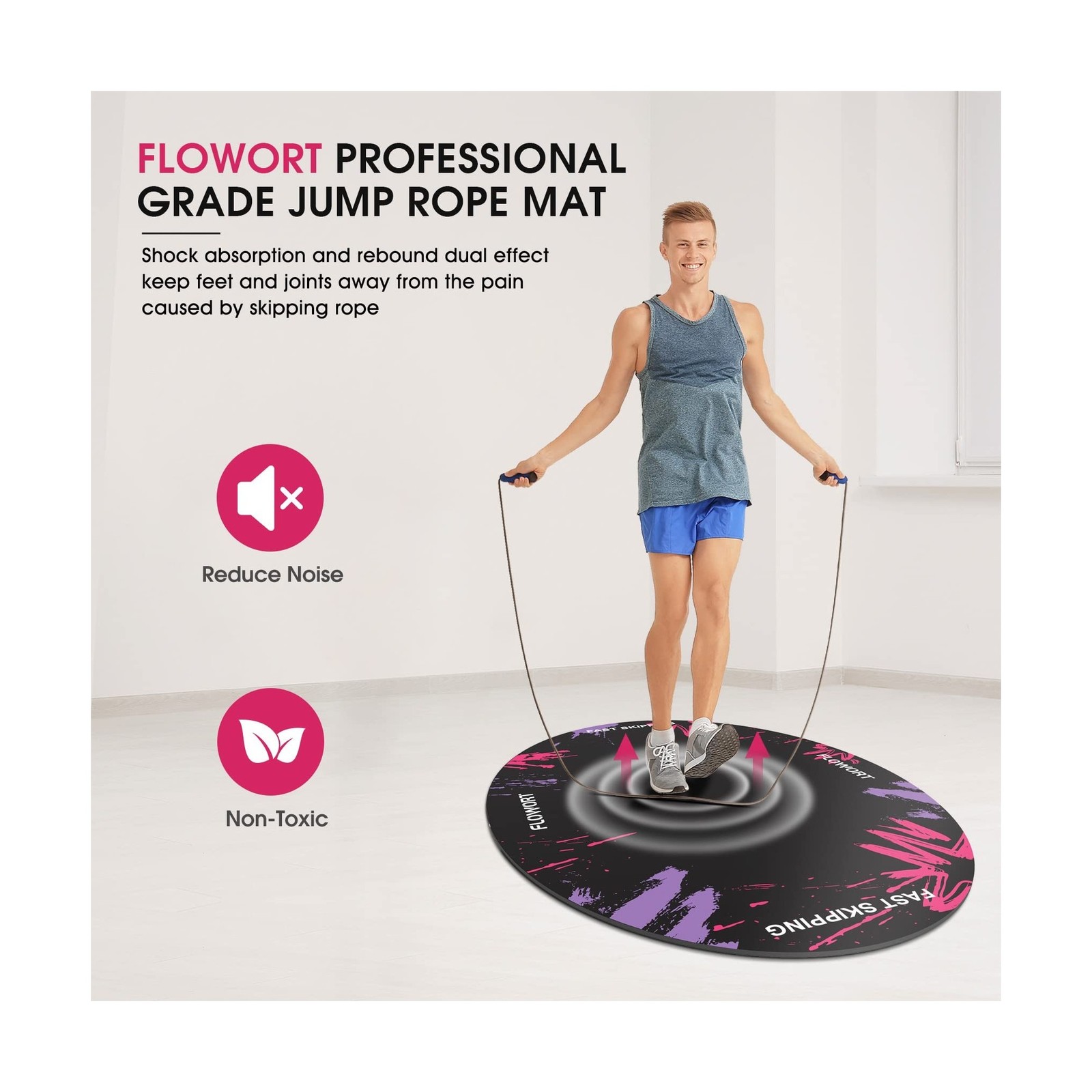 Cheete Jump Rope Mat Large Rubber Exercise Mat Indoor Outdoor Shock… Fast Ship