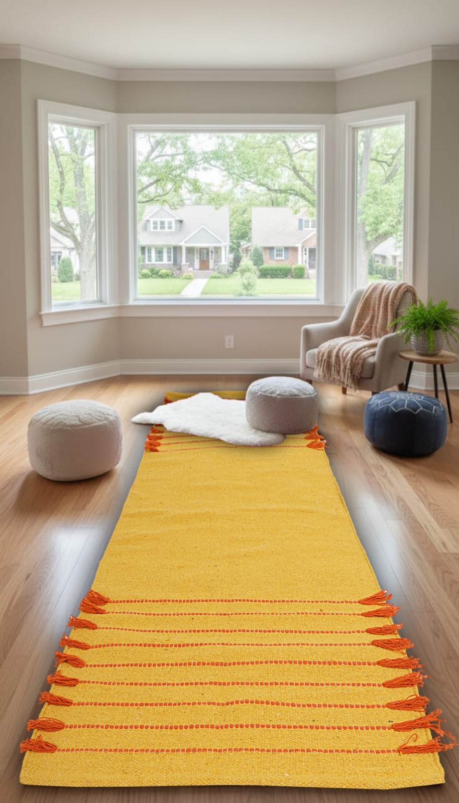 Yoga Mat Thick Non Slip Organic Cotton Exercise Workout Mat Pilates Rug 2×6 FT