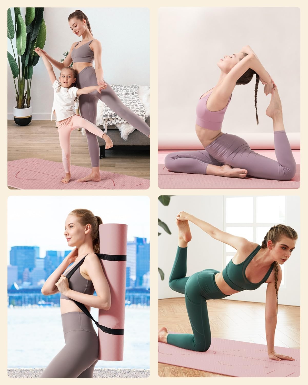 Extra Wide Non-Slip Yoga Mat 72″x32″ Eco-Friendly TPE Fitness Mat with Strap Bag