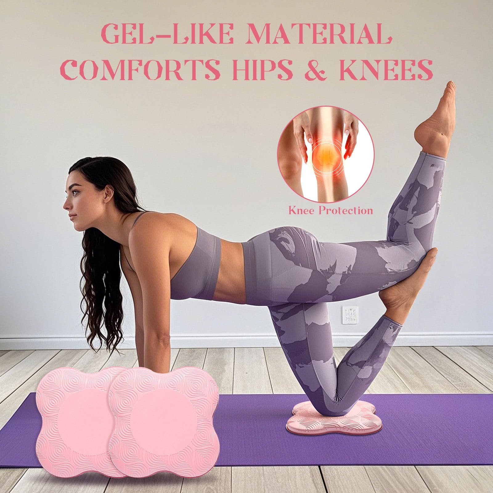 MBKHFLL 2 packs Yoga Knee Pad Cushion Extra Thick for Knees Elbows Wrist Pink