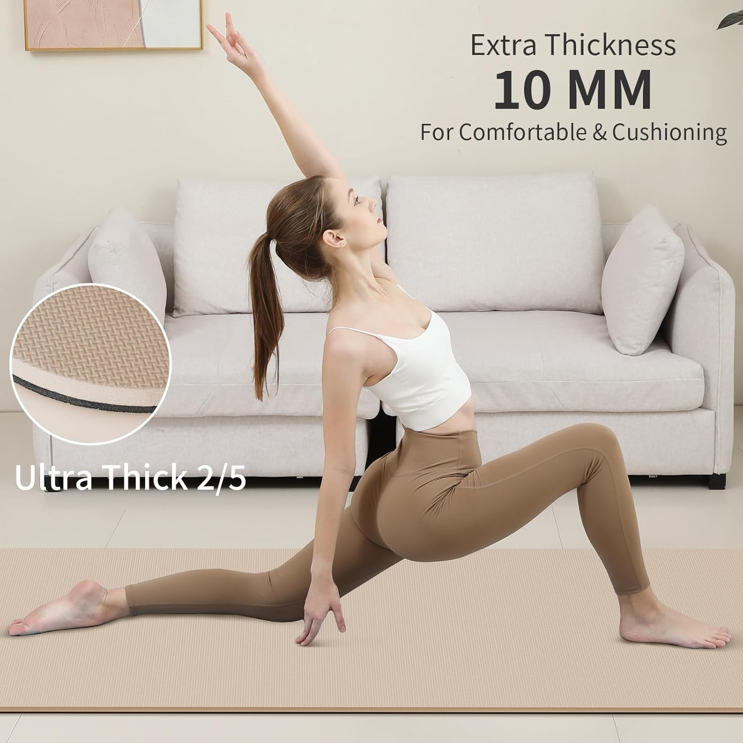 Yoga Mat Non Slip Anti-Tear,Extra Thick-2/5 Inch（10Mm）High Resiliency Profession