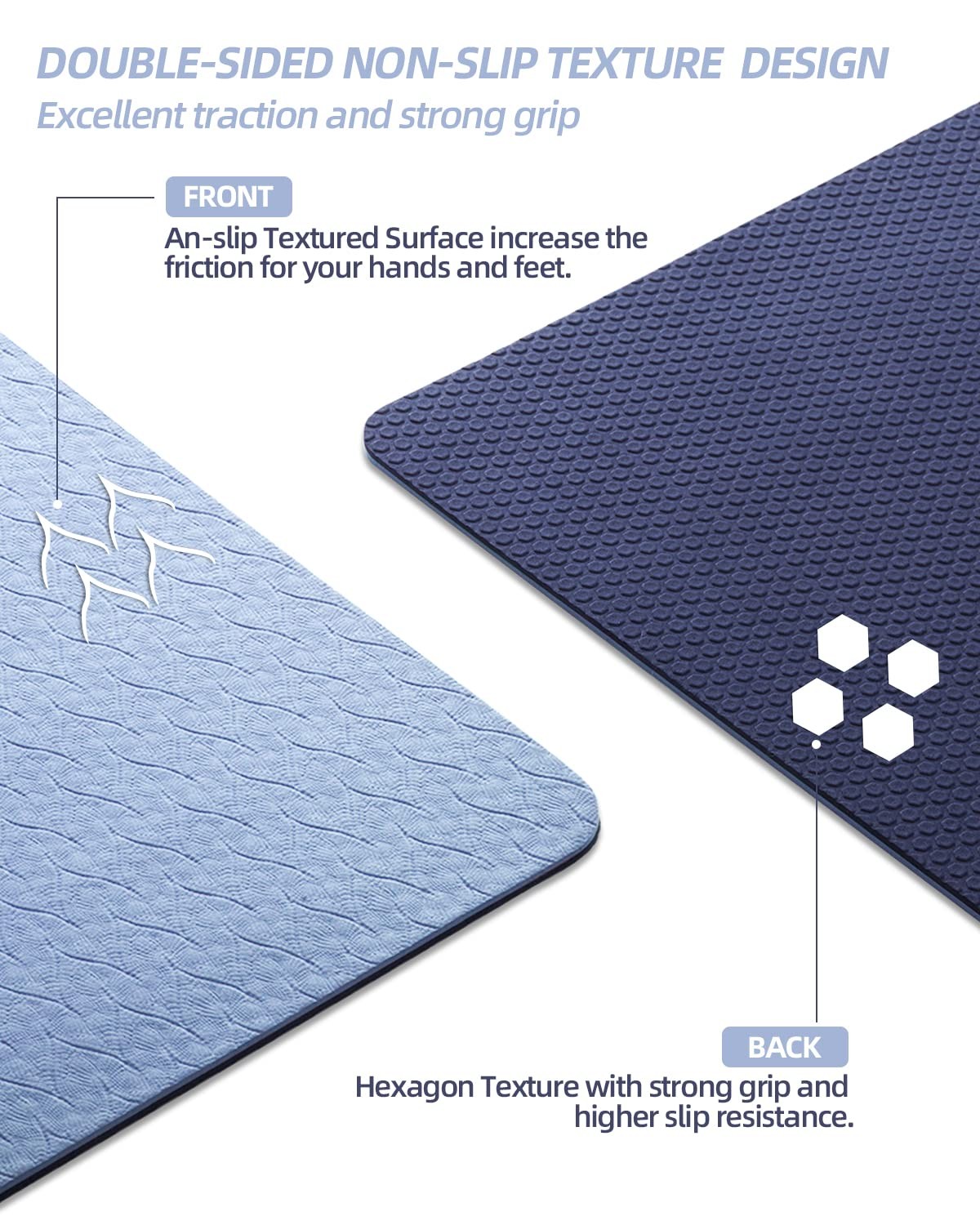 COOLMOON Yoga Mat Non Slip, Anti-Tear 1/4 Thick TPE Yoga Mats for Women and M…