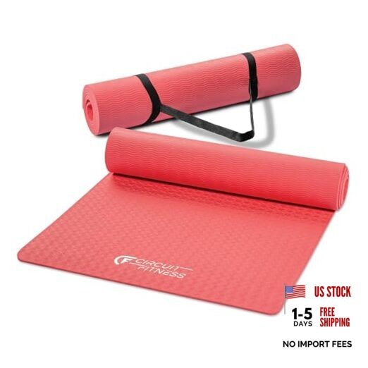 Circuit Fitness by Non-Slip Multi-Purpose Exercise Yoga 1/4-inch Coral Pink