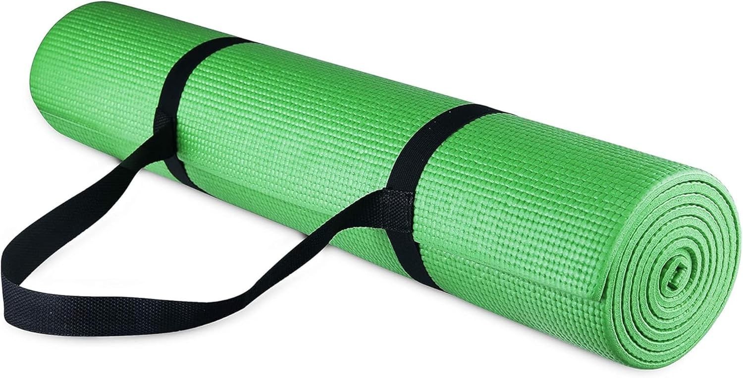 Lightweight High Density 1/4-Inch Yoga Mat with Carrying Strap – Multiple Colors
