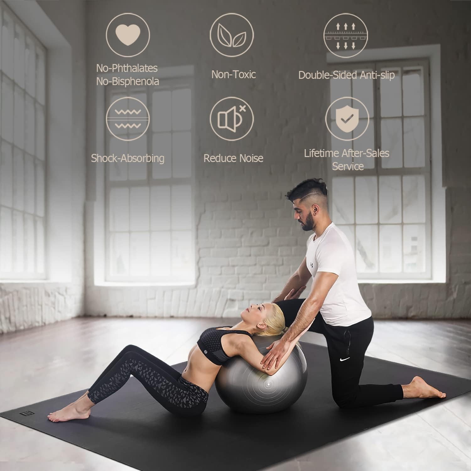 GXMMAT Large Yoga Mat 12x6ft 7mm Extra Thick Non Slip